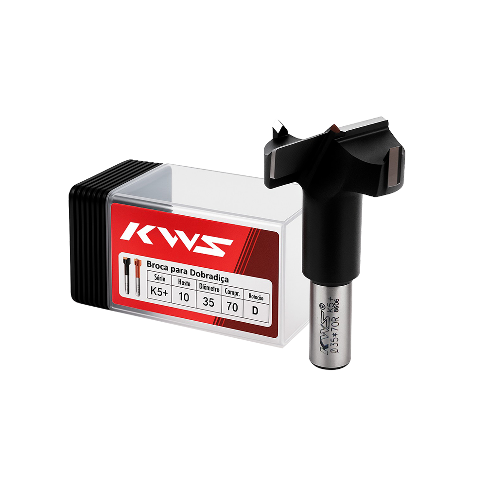 Broca para Dobradiças KWS - 35x70x10mm - Rotação R Direita - Série K5+